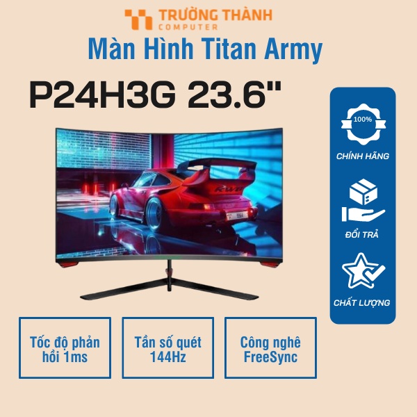 Màn hình Titan Army P24H3G 23.6 inch 144Hz VA FHD cong Với Độ Phân Giải Full HD, Tốc Độ Phản Hồi 1ms – BH 36 Tháng