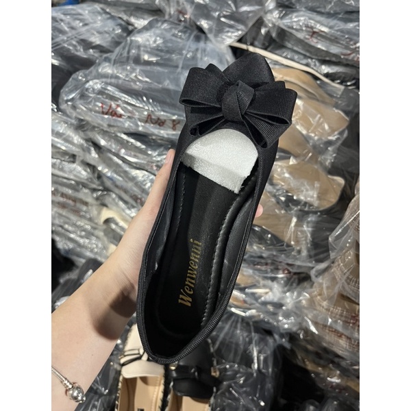 Giày nơ vải 5 đế bằng công sở hottrend 2023