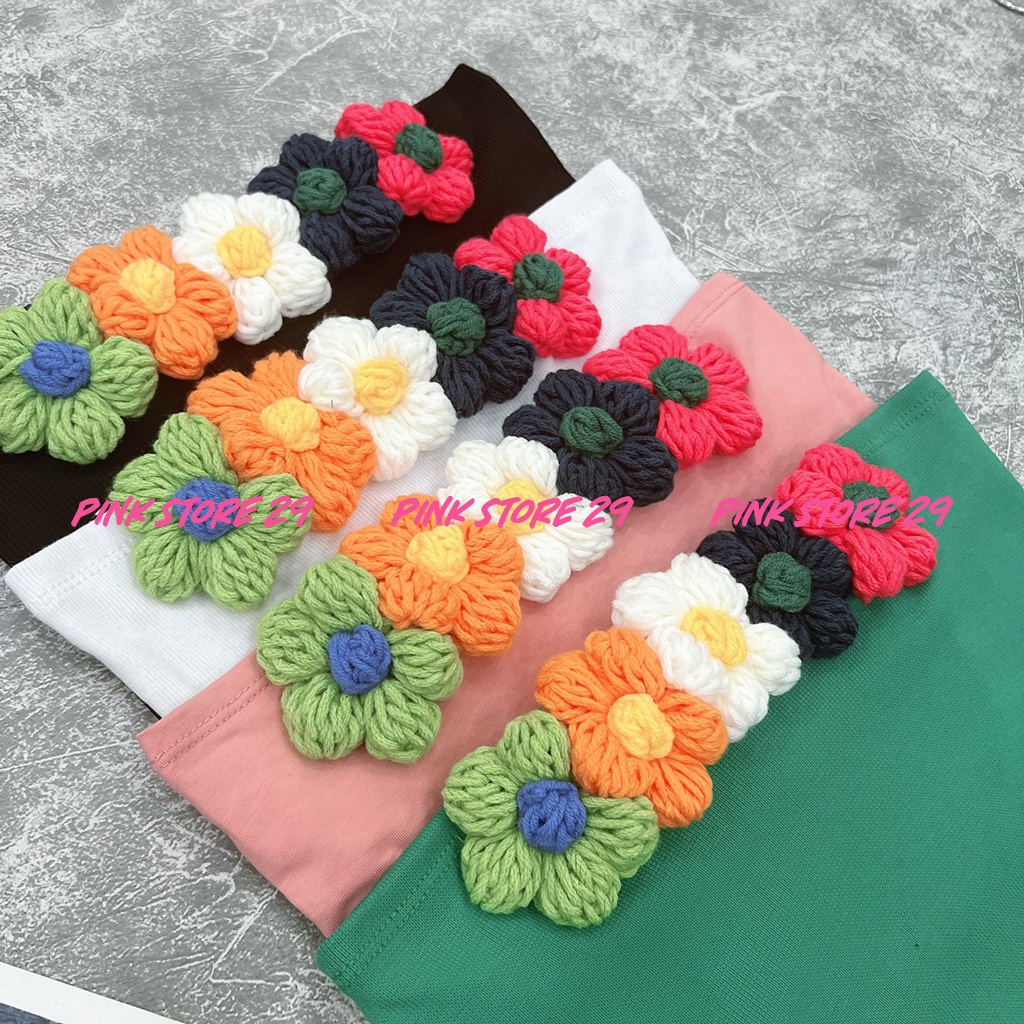 Áo thun croptop hai dây hoa len móc siêu xinh - lavender