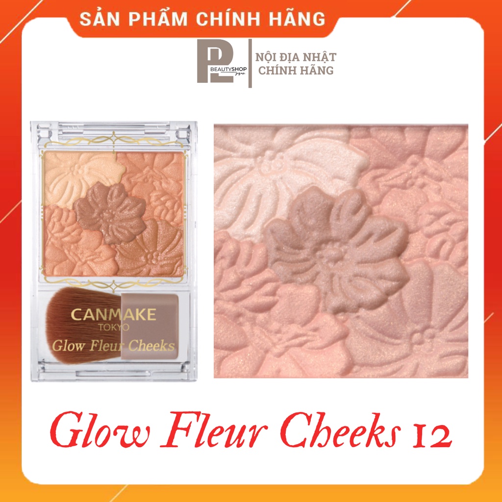 [Hàng Nội Địa Nhật] Phấn Má Hồng Canmake Glow Fleur Cheeks 6,3g. #12 Cinnamon Latte Fleur