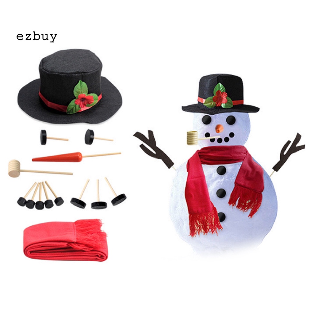 1 Bộ Dụng Cụ Tự Làm Người Tuyết Nón Đỏ Mũ Cà Rốt Mũi Đỏ Dễ Thương Trang Trí Ngoài Trời Cho Bé