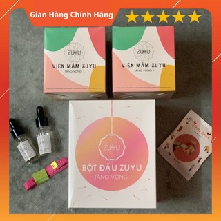 Combo ZuYu Tăng vòng 1 💗Tặng Kèm Serum Massage Ngực + Thước Đo + Gương Mini cầm tay( Kết Hợp Giữa Viên Mầm Và Bột Đậu)