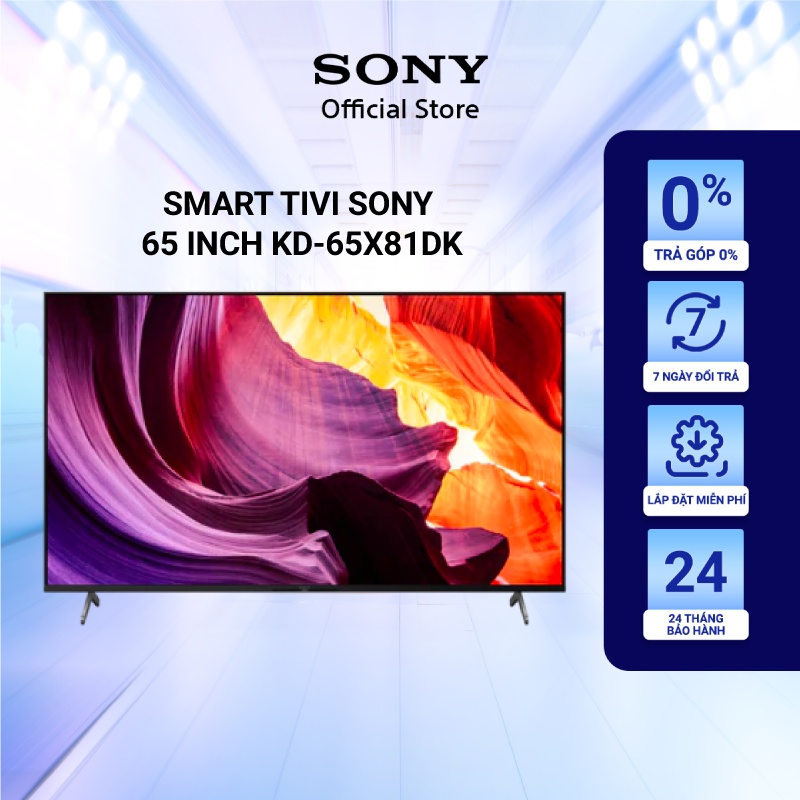 Google Tivi Sony 4K 65 inch KD-65X81DK - Mới 2022 - Miễn Phí Lắp Đặt