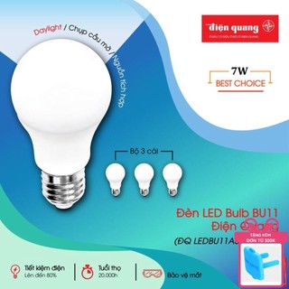 Đèn led bulb bu11 điện quang đq ledbu11a60 7w, chụp cầu mờ