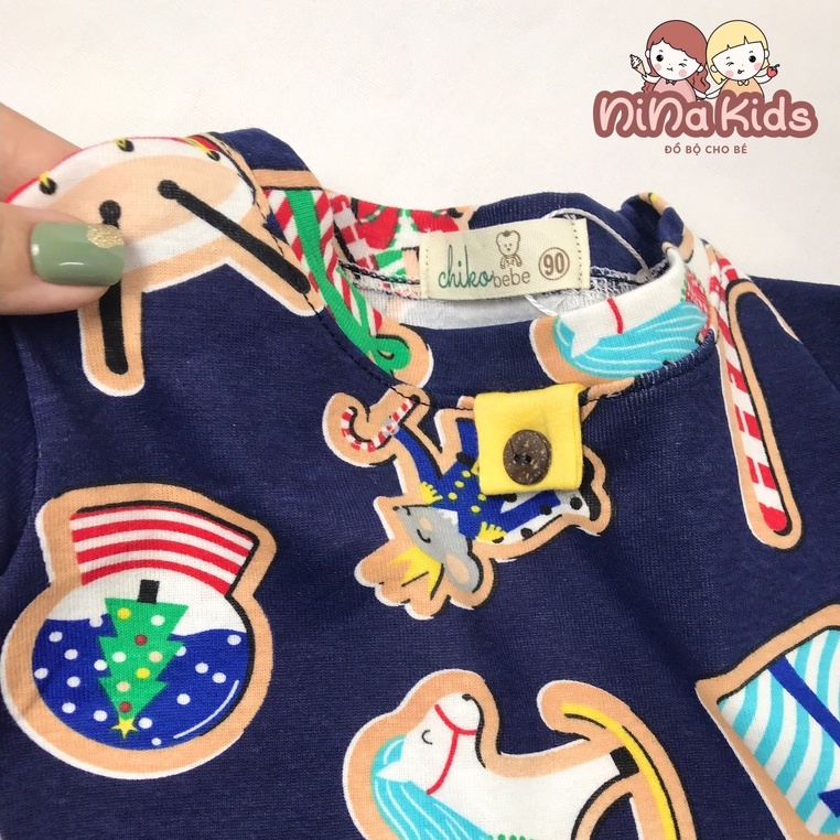 Bộ cotton bé trai dài tay phối khuy cho bé