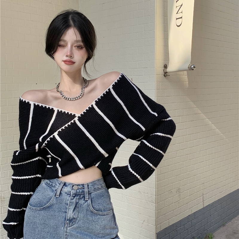 IELGY Áo Dệt Kim Trễ Vai Phong Cách Phương Tây Thời Trang Cho Nữ