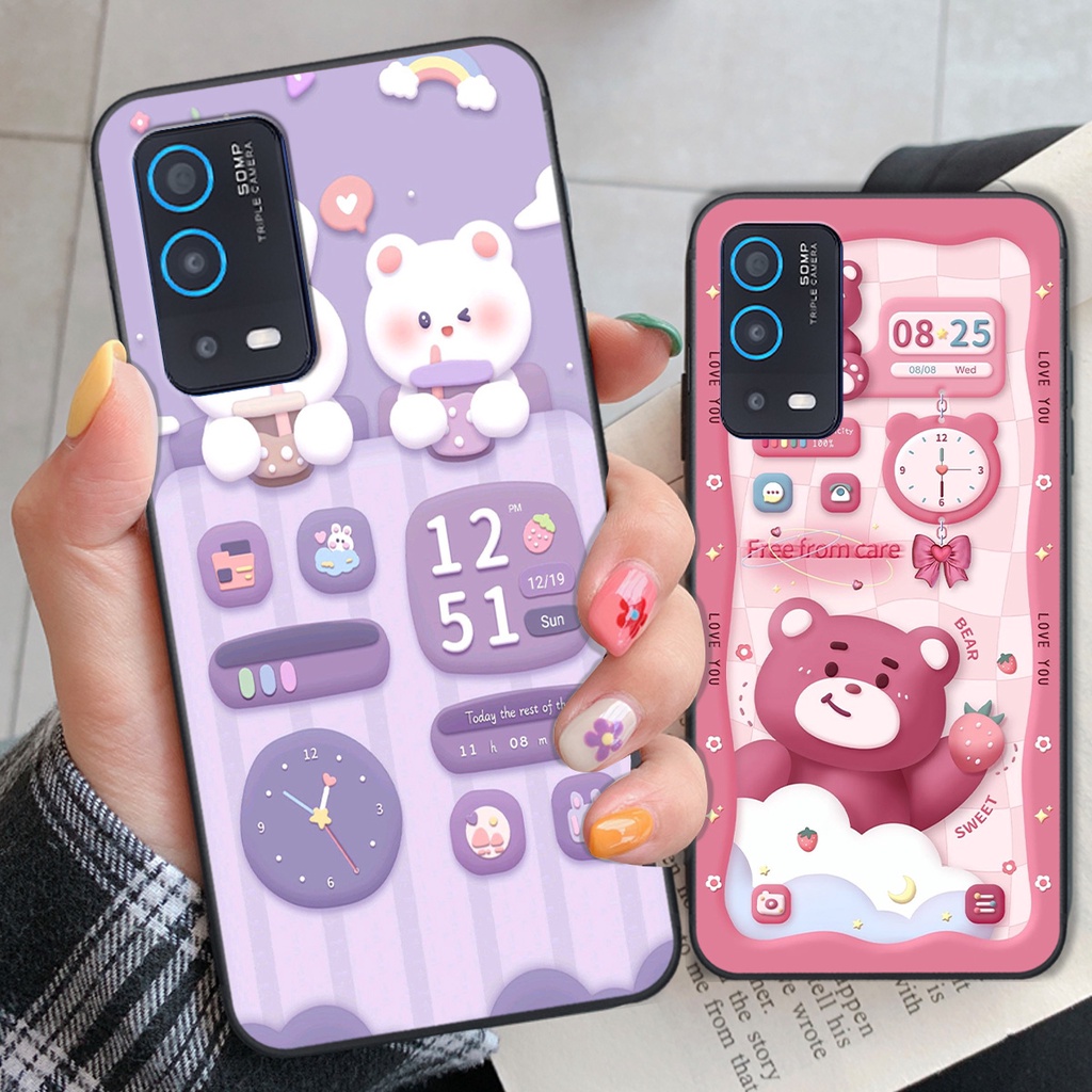 Ốp Oppo A54 / A55 gấu cute gấu dễ thương nhiều màu sắc ốp xinh cá tính