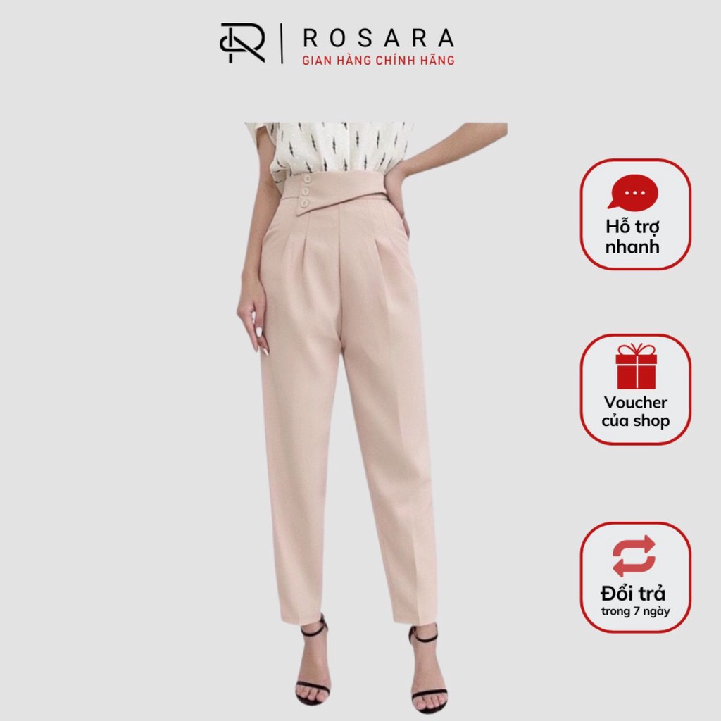 Quần baggy kiểu thời trang nữ 3 cúc 2 màu basic công sở Rosara SP109