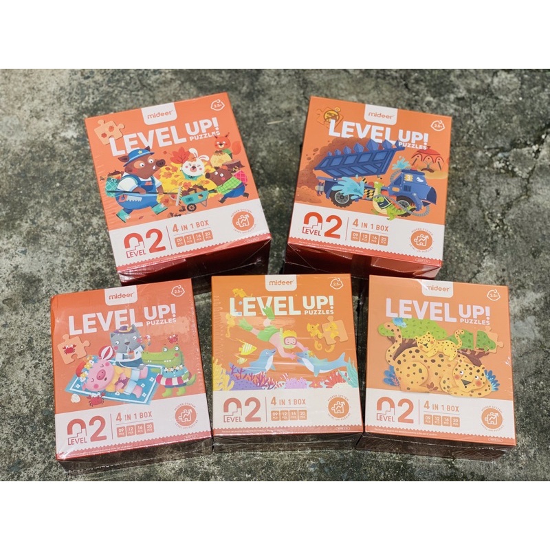 Mideer level up puzzles Bộ xếp hình nhiều cấp độ từ level 0 1 2 3 4 5 6 7 8 thăng cấp từ dễ đến khó bé từ 12 tháng tuổi