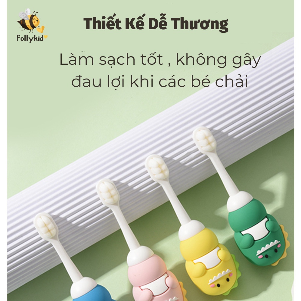 Bàn Chải Đánh Răng Họa Tiết Hình Khủng Long Đáng Yêu Cho Bé 1 Đến 6 Tuổi  Polly Kid SP405