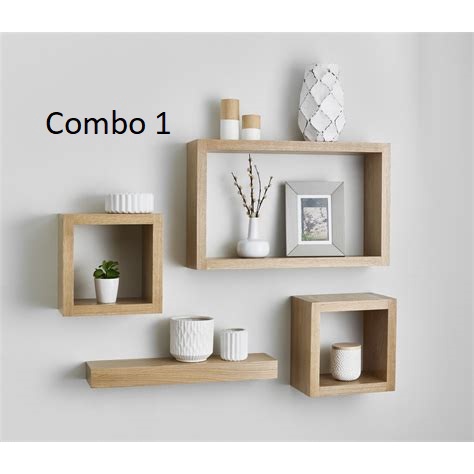 Combo Kệ Trang Trí Tường Gỗ Thông Nhiều Mẫu