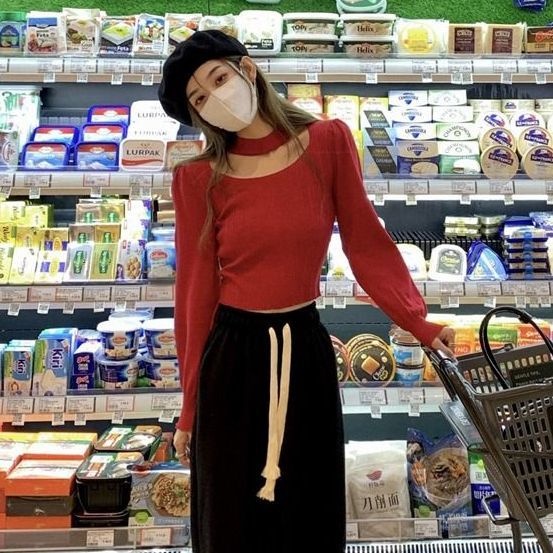 ZHELIHANGFEI Áo Dệt Kim Tay Dài Cổ Vuông Eo Cao Quyến Rũ Dễ Phối Đồ