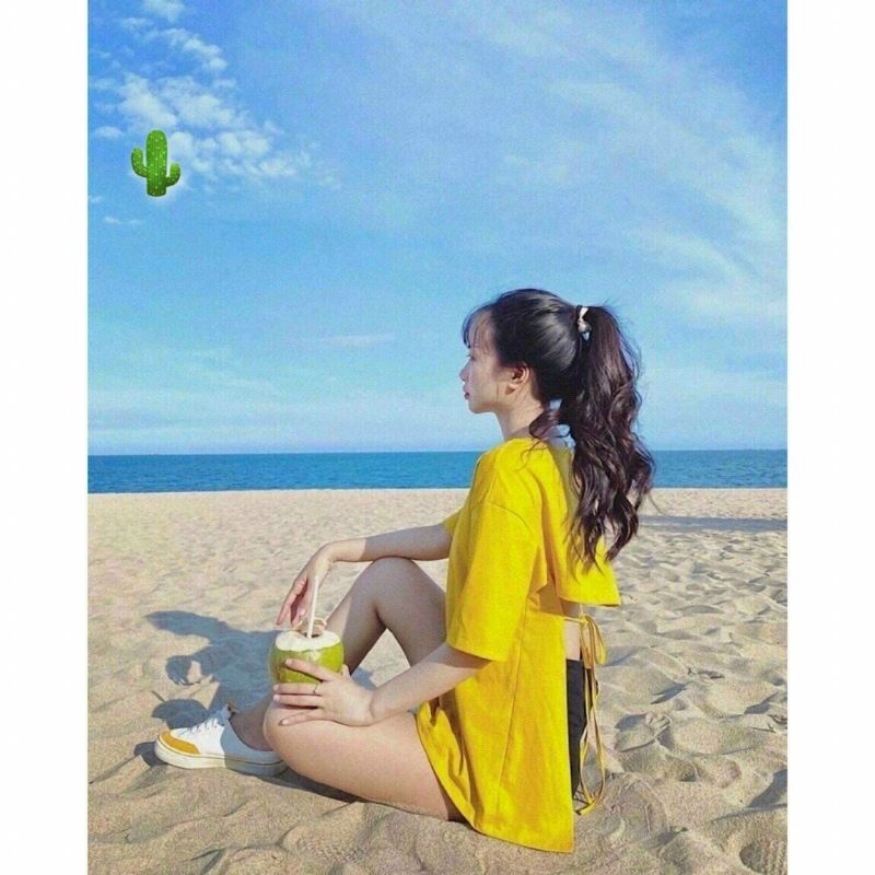 Áo thun 3/4 hở nữa lưng dây cột sau lưng chất cotton mặc mát PC