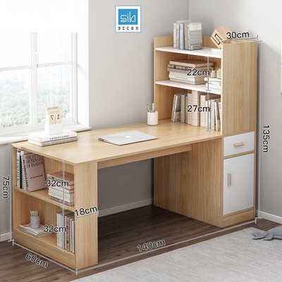 [Giao lắp tại TP.HCM] Bàn Làm Việc, Học Tập SIB Decor Kết Hợp Tủ Sách Nhiều Ngăn Đa Năng BLV04