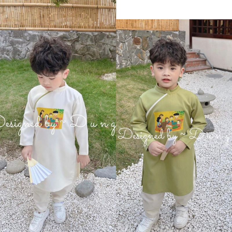 Áo Dài Cách Tân Thiết Kế Cho Bé Trai 9-20kg