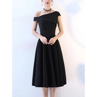 Đầm xòe dự tiệc thiết kế trễ vai cực kỳ sang trọng màu đen