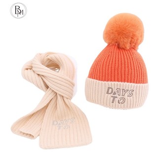 Set mũ len kèm khăn choàng cổ dày dặn giữ ấm cho bé từ 2-8 tuổi