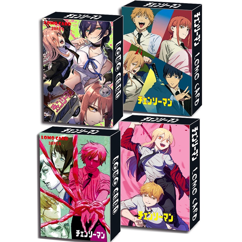 Set 30 Tấm Ảnh Lomo Card 2022 Hình Nhân Vật Phim Chainsaw Man Denji Makima Aki Hayakawa Power Pochita