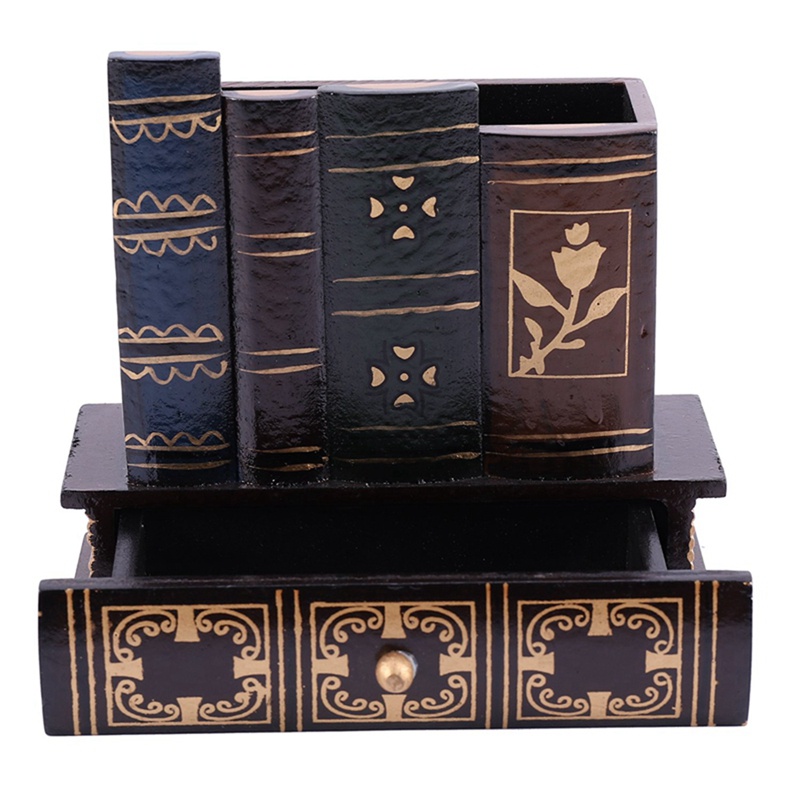 Giá Đỡ Bút Bằng Gỗ Hình Quyển Sách Để Bàn Đa Năng Độc Đáo Trang Trí Nhà Cửa