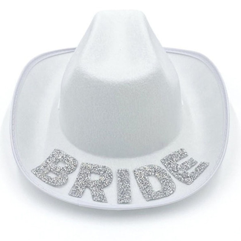 Mũ Cao Bồi Đính Đá Màu Trắng Cho Nữ