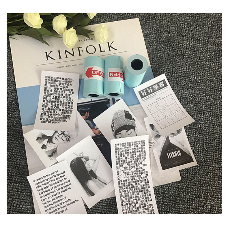 3/5 Cuộn Giấy Hóa Đơn Giấy Nhiệt Cuộn Trắng/nhãn dán/Có Màu 57X30Mm Mini Bluetooth Máy In Nhiệt