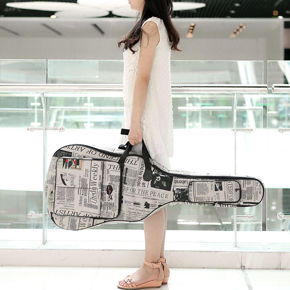Túi Đựng Đàn Guitar 41Inch 600D Bằng Vải Oxford Họa Tiết Tờ Báo Chống Thấm Nước Có Dây Đeo Tiện Dụng