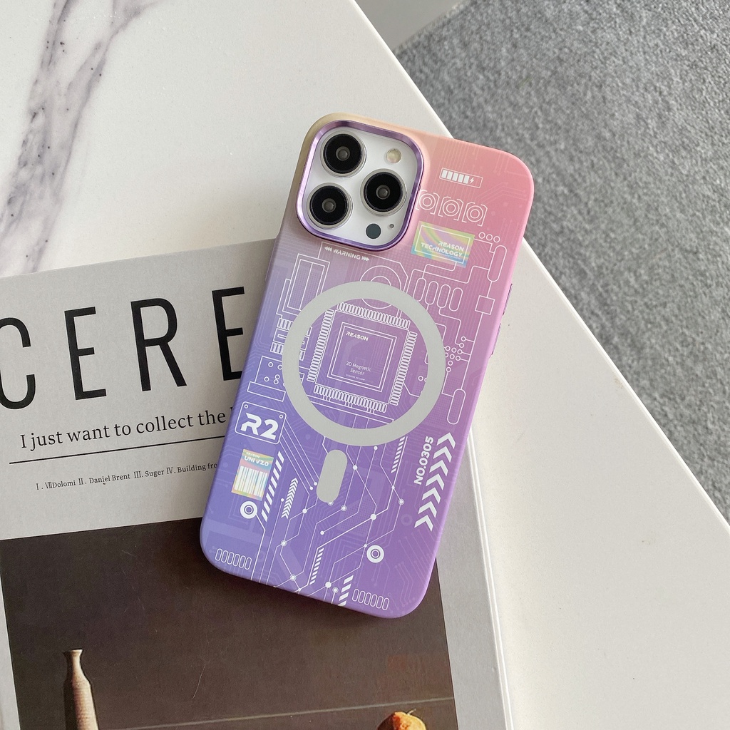 Ốp Điện Thoại Tích Hợp Sạc Không Dây Từ Tính Màu Dạ Quang Cho iPhone 14 14 13 12 Plus Pro Max 14
