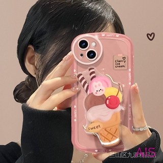 Apple 13 phone case OPPOreno8 milk tea iPhone12 ice cream 11xs max cute xr7 bracket 8p JRMD