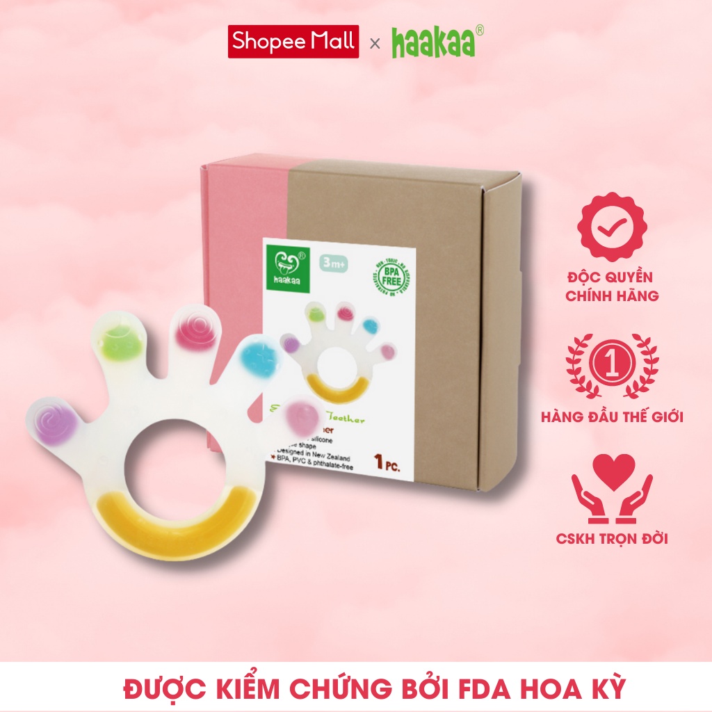 Gặm nướu cho bé hình bàn tay Haakaa. Chất liệu silicone cao cấp, an toàn. Không chứa BPA, PVC và phthalate