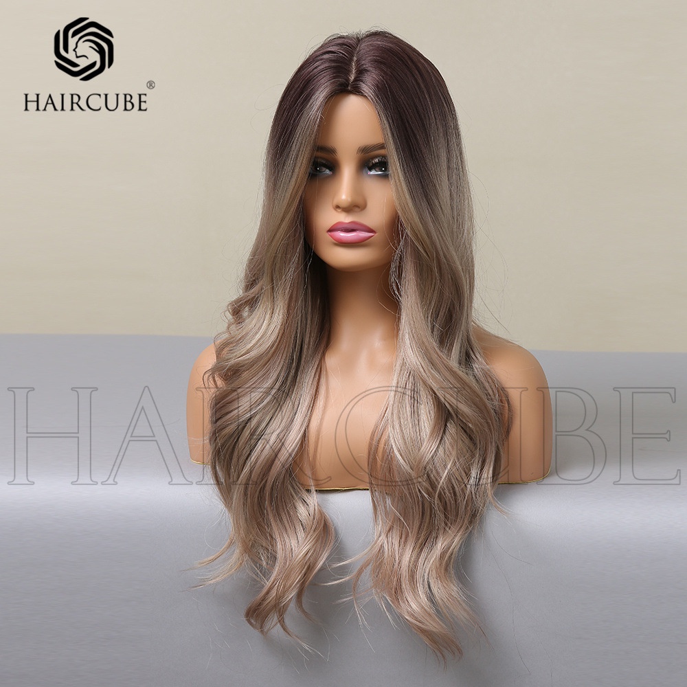 Tóc Giả Nữ Dài Trung Bình Nhuộm Màu Nâu Nhạt Phong Cách Âu Mỹ 2022