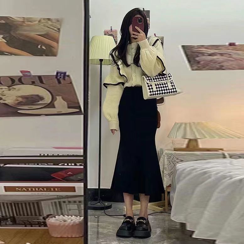 Set Áo Len Dài Tay + Chân Váy Đuôi Cá Thời Trang Nữ