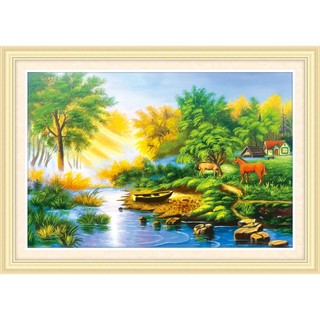 Tranh thêu chữ thập đồng quê phong cảnh 3D Ailuo AL53463 [chưa thêu]