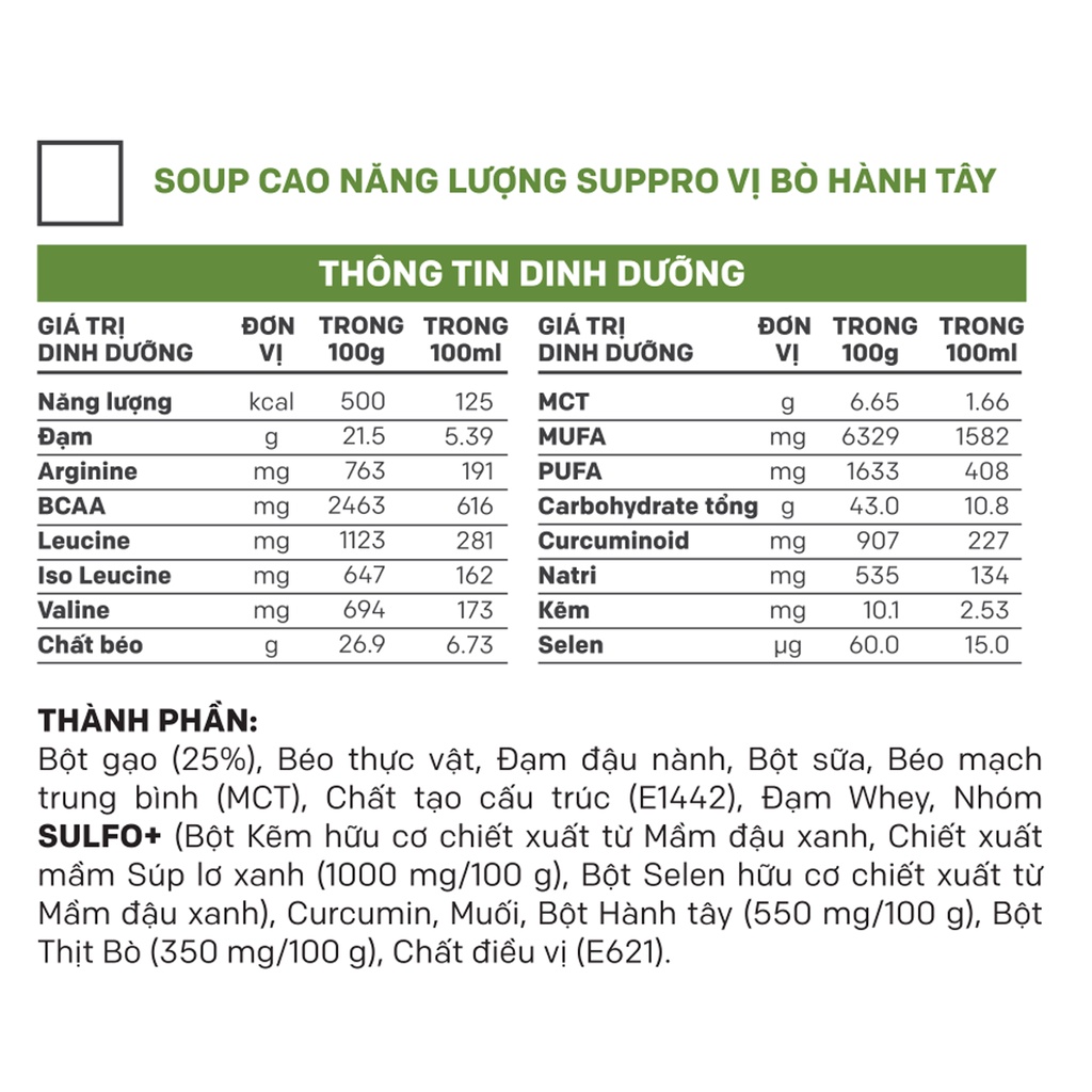 Suppro - Soup cao năng lượng, dinh dưỡng cho bệnh nhân ung thư