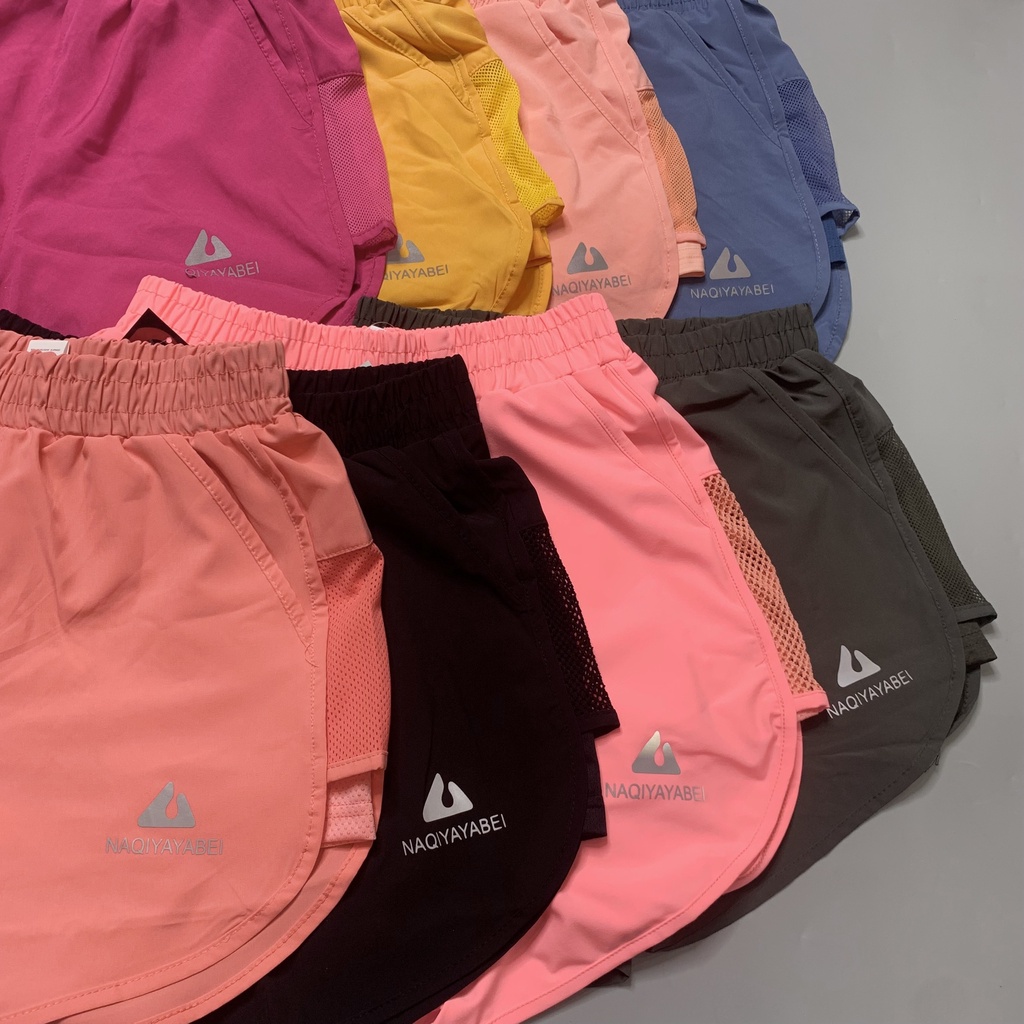 Quần Short Thể Thao Tập Gym Nữ, Quần Short 2 Lớp Naqi Phối lưới Có Túi - QN205