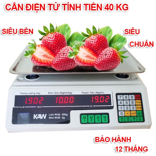 Cân điện tử, Cân điện tử tính giá loại 40kg chất lượng tốt, siêu chuẩn xác, chống nước, thiết kế thông minh, bền bỉ
