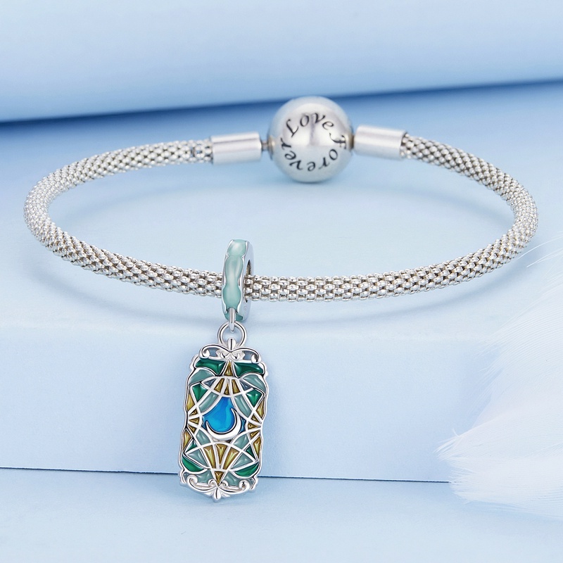 Hạt phụ kiện BAMOER BSC758 bạc 925 thiết kế mặt trăng làm vòng đeo tay thủ công DIY