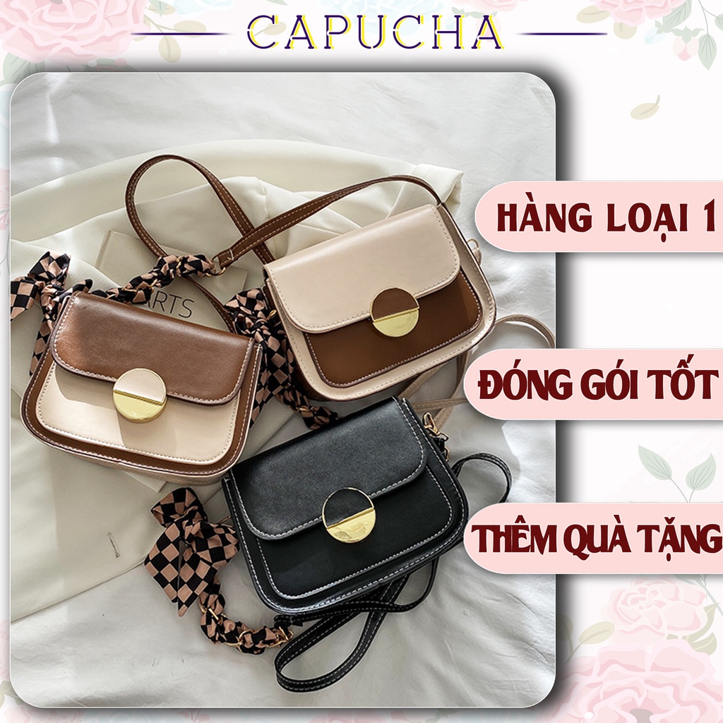 Túi xách nữ đeo chéo dây xích phối khăn tuyệt đẹp chất da dày dặn bền bỉ theo năm tháng Capucha T231