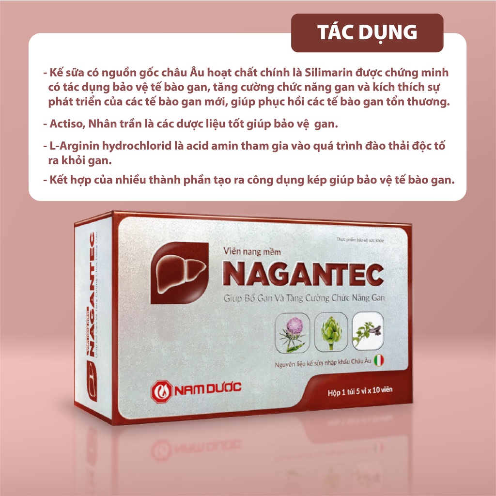 Viên nang mềm Nagantec Nam Dược giúp bổ gan và tăng cường chức năng gan hộp 50 viên