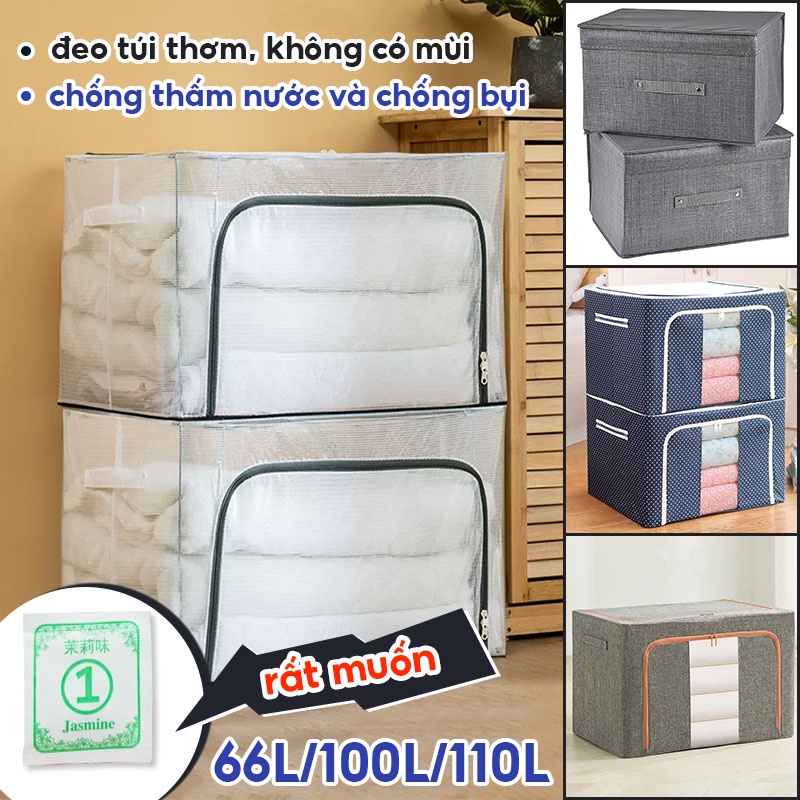 DECROOM Hộp Đựng Quần Áo Hộp Vải Đựng Chăn Màn Khung Thép Lắp Ghép Đa Năng Tiện Lợi Hộp Vải 110L | BigBuy360 - bigbuy360.vn