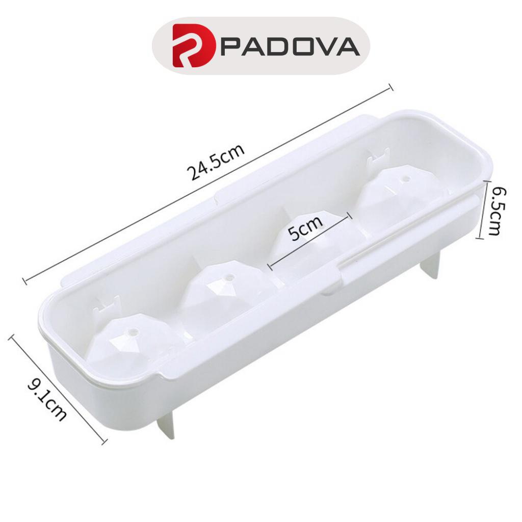 Khay Khuôn Làm Đá, Thạch Pudding Cỡ Lớn 4 Viên Có Nắp Tiện Lợi PADOVA 9899