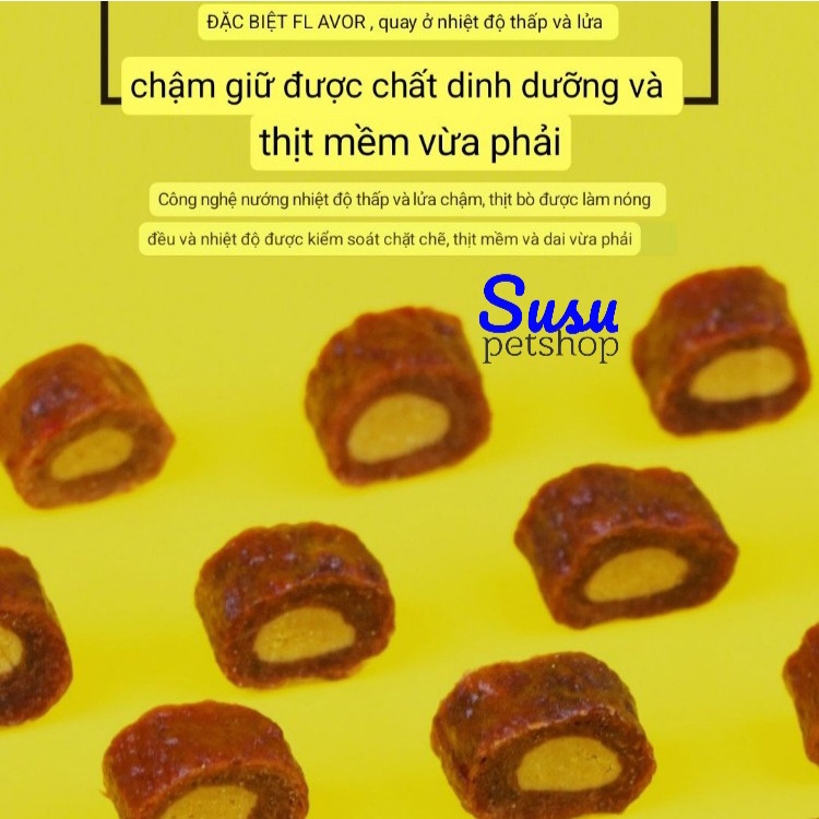 Bánh thưởng Bò cuộn lòng đỏ cho Chó đẹp lông, giàu vitamin