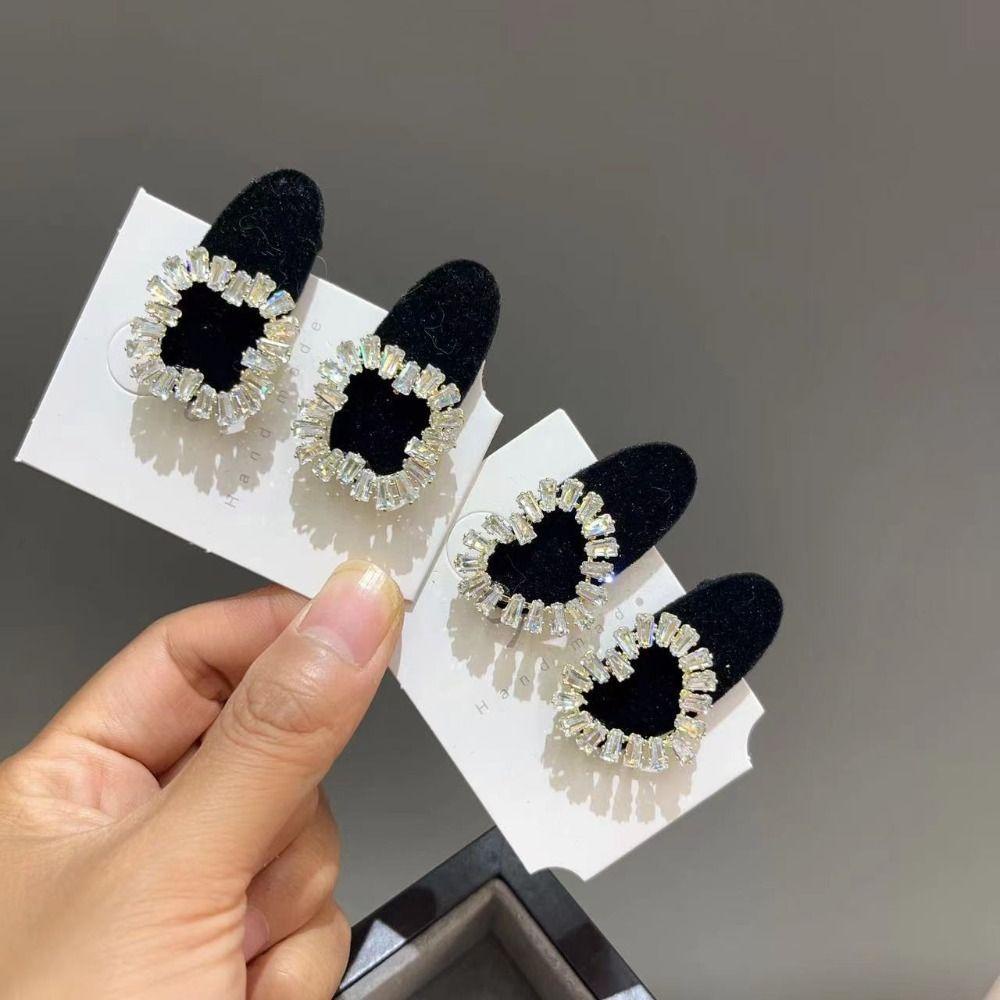 Kẹp Tóc Càng Cua Hình Vuông Trái Tim Rộng Sang Trọng Kiểu Pháp Cho Nữ