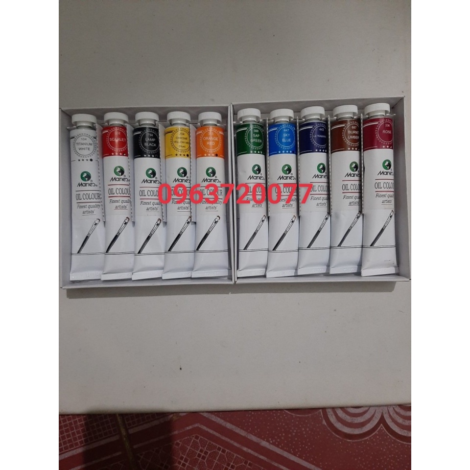 Sơn dầu 50ml hãng maries ( Bộ 10 mầu cơ bản loại 50ml)