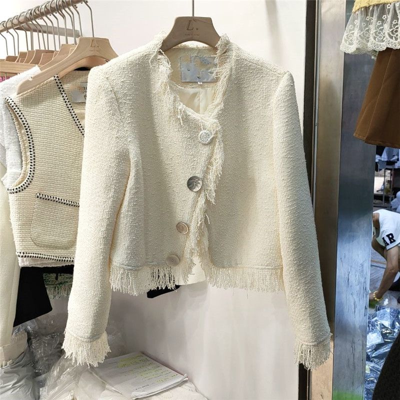 Bán Chạy!F &amp; X Tweed Áo Khoác Cardigan Ngắn Tay Dài Phối Tua Rua Cài Nút Phong Cách Pháp Cao Cấp Thời Trang Mùa Thu 2022 Cho Nữ Xiaoxiang