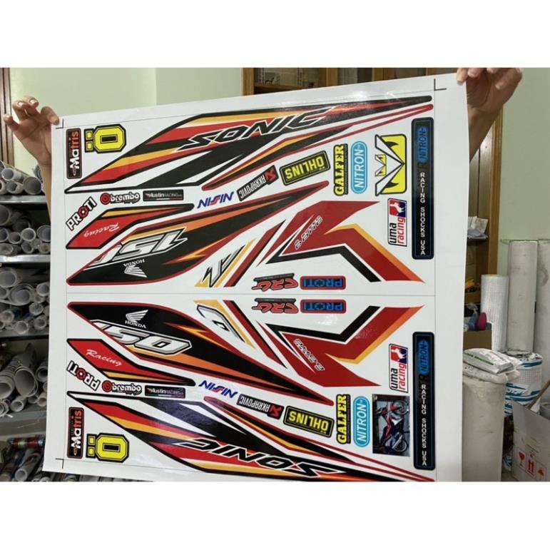DECAL PVC 5 LỚP CHẤT LƯỢNG CAO Tem rời honda sonic 150 trắng đỏ đen
