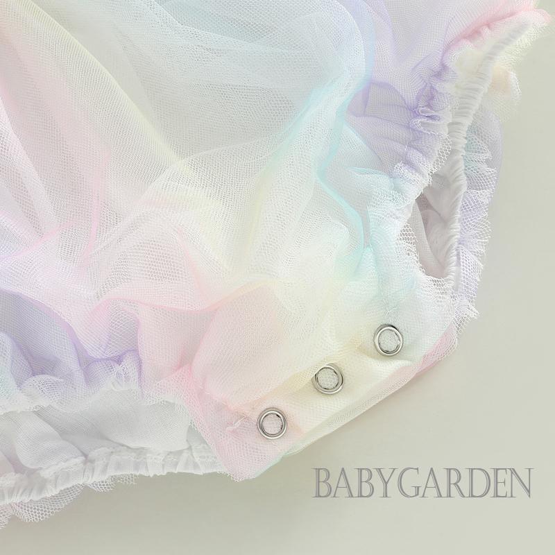 Áo Liền Quần Tay Phồng Cổ Vuông Nhuộm Màu Thời Trang Mùa Hè Cho Bé Gái 0-18 Tháng Tuổi