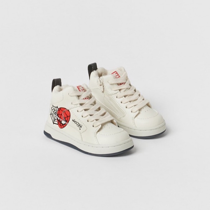 Giày sneaker Z A R A bé trai hoạ tiết người nhện, sườn kéo khoá tiện lợi