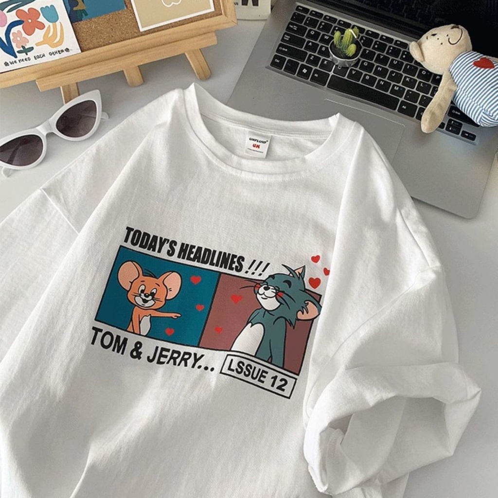 NRVP Áo thun tay ngắn dáng rộng in họa tiết phong cách Hàn Quốc thời trang cho nam và nữ