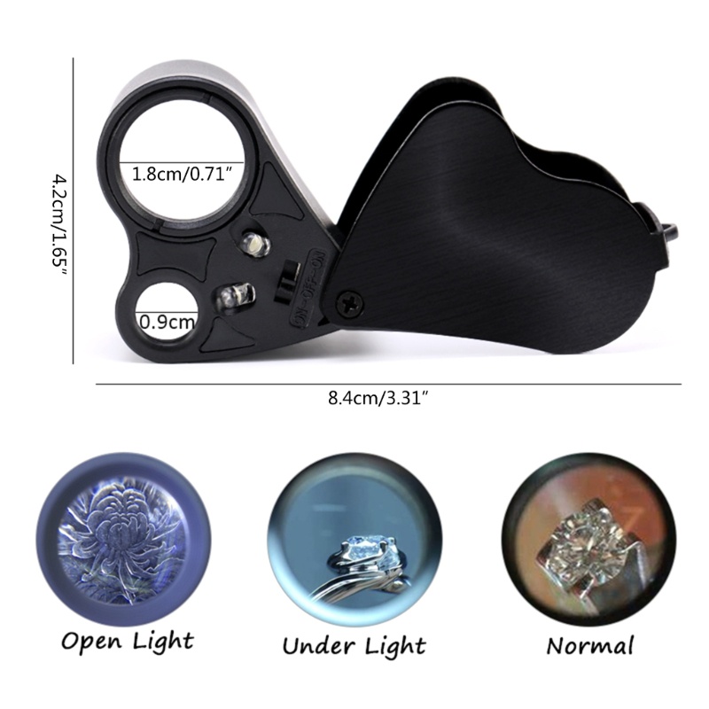 Kính Lúp Cầm Tay 30X 60X Có Đèn LED Có Thể Gấp Gọn Dùng Để Phóng To Trang Sức / Đồng Xu