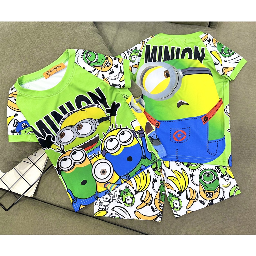 Bộ tay ngắn quần đùi lửng Thun lạnh 3D loại 1 Annkids size nhí 12-23kg bé trai siêu nhân cực ngầu-Quần áo trẻ em-Pikakid